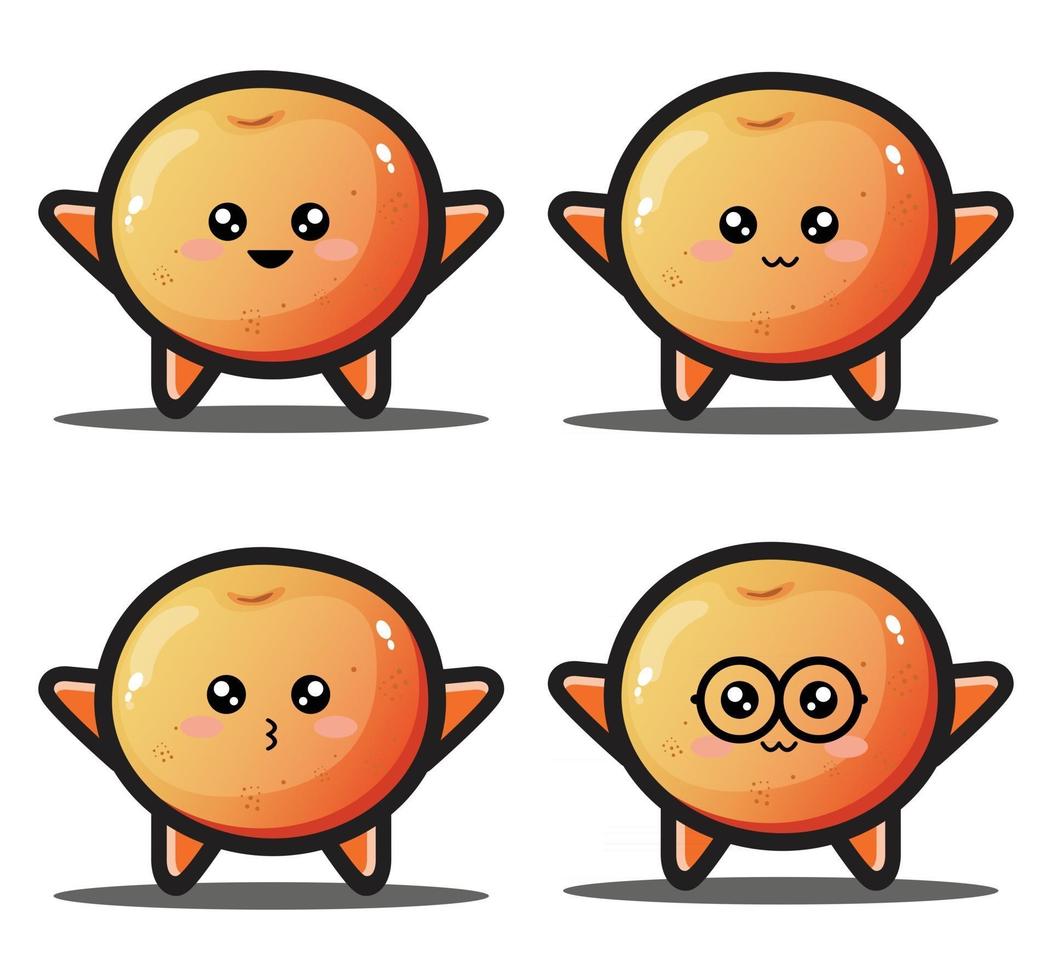 Cute cartoon orange fruit kawaii design premium vector