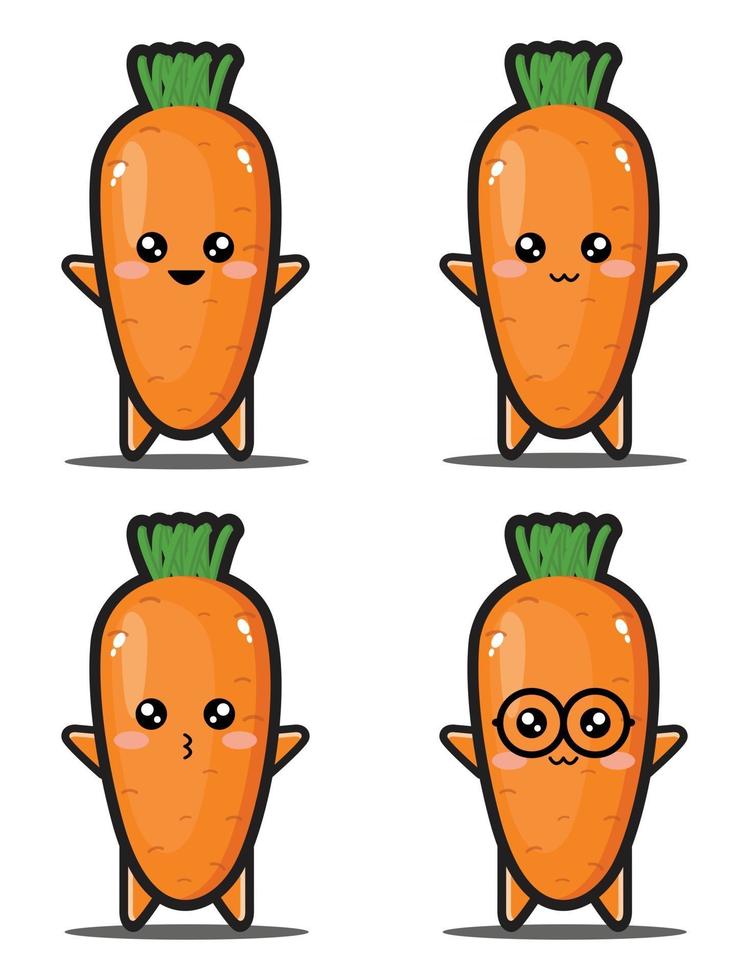 Cute dibujos animados zanahoria vegetal kawaii diseño premium vector