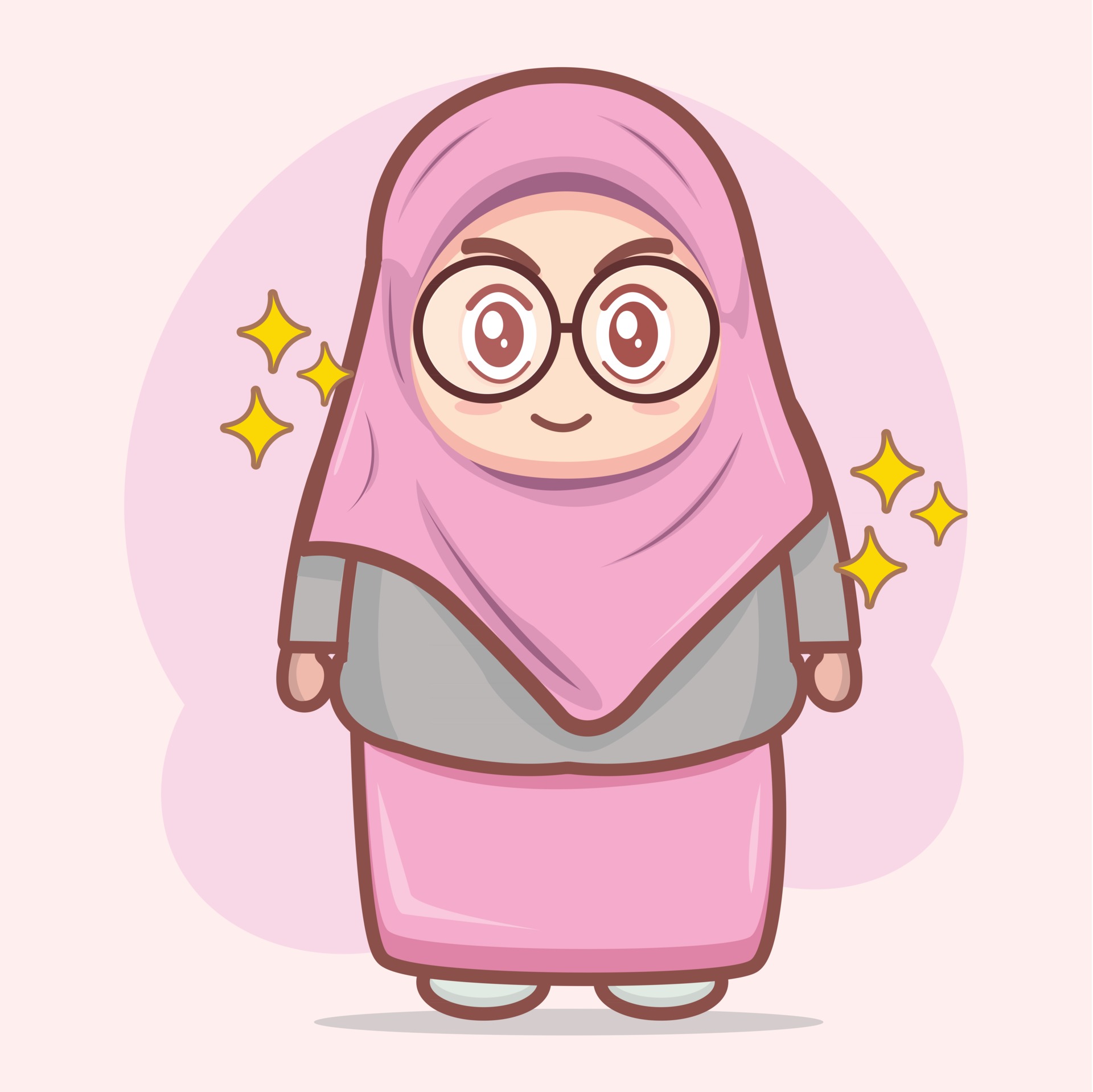 Muslim young girl cartoon character illustration 2868347 Vector Art at ...