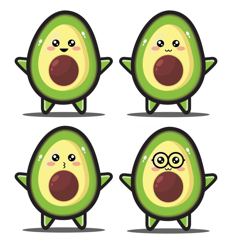 rebanada de dibujos animados lindo aguacate kawaii diseño premium vector