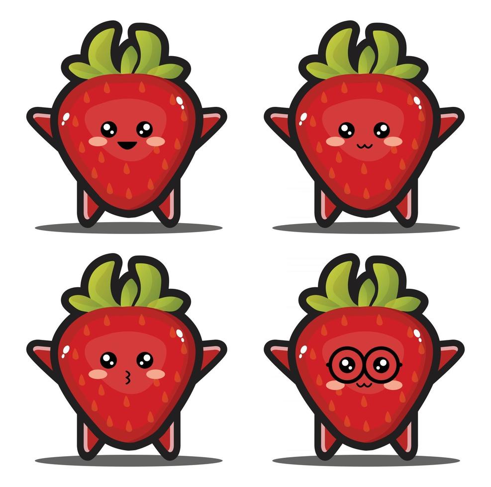Sweet cartoon strawberry fruit kawaii design premium vector