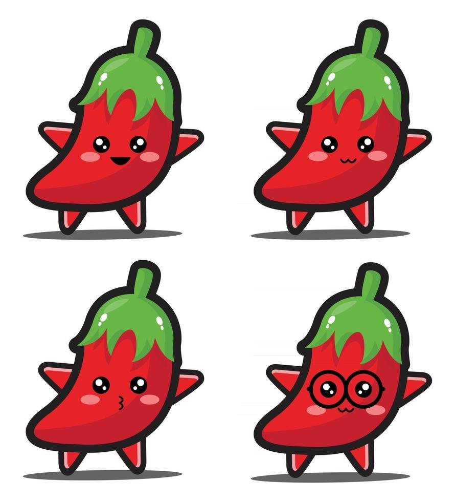 Sweet cartoon chilli kawaii design premium vector