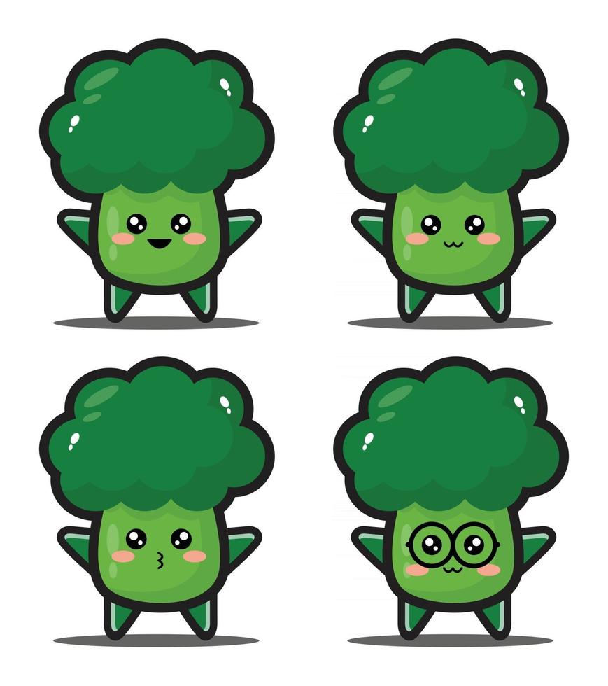 Sweet cartoon green broccoli kawaii design premium vector