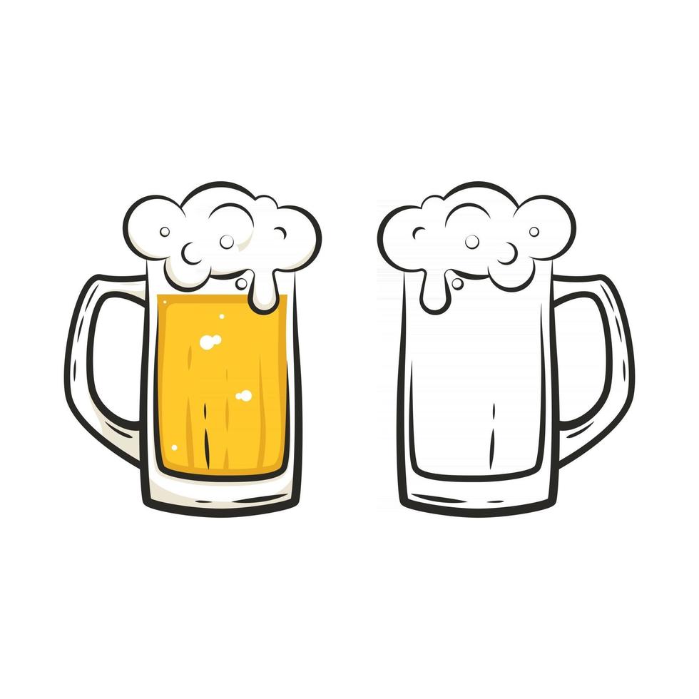 Ilustración de vector de icono de vaso de cerveza