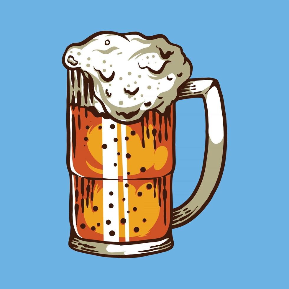 vaso de cerveza dibujado a mano ilustración vectorial vector