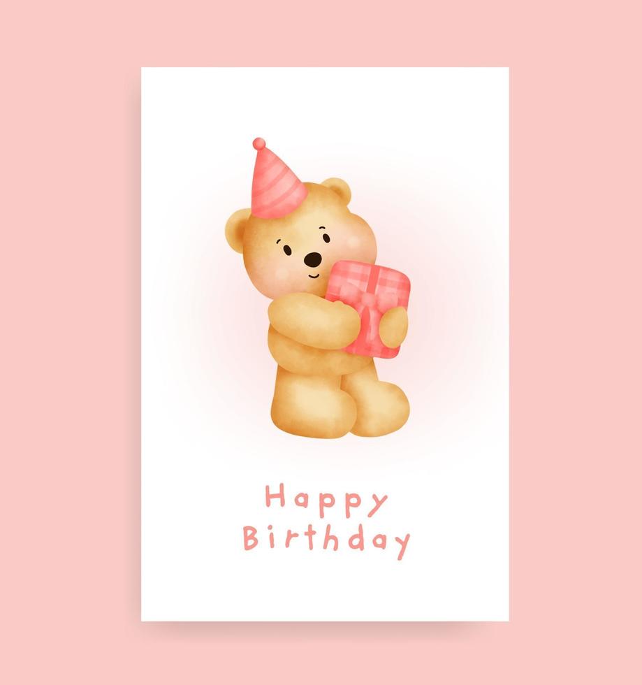 Baby shower card with cute teddy bear vector