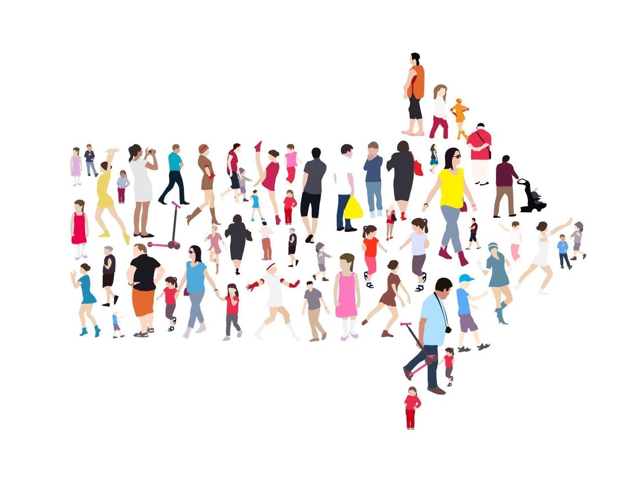 Set of People. Children, Adults, Seniors. Vector Illustration