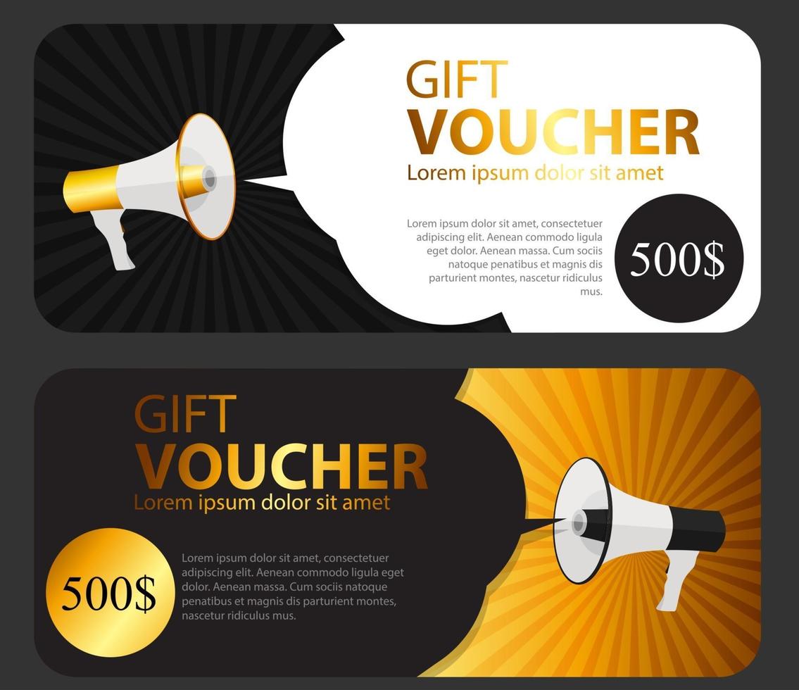 Gift Voucher Template For Your Business. Megaphone and Speech Bubble vector