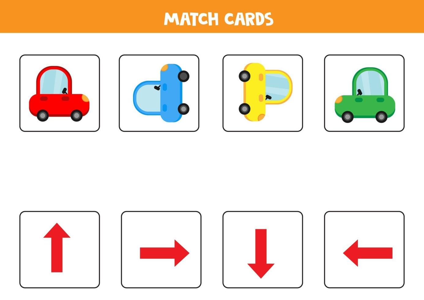 Match cards. Fish set. Spatial orientation for kids. vector