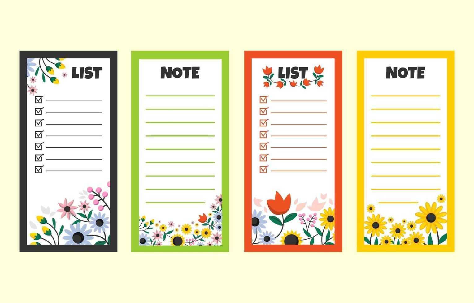 Cute Floral Note Book Collection Set vector