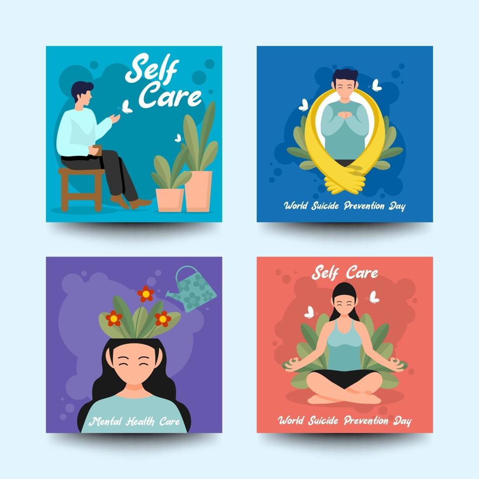 World Suicide Prevention Day Card Set vector