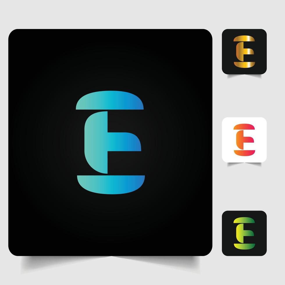 E letter logo professional abstract gradient design vector