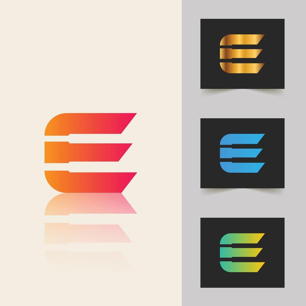 E letter logo professional abstract gradient design vector