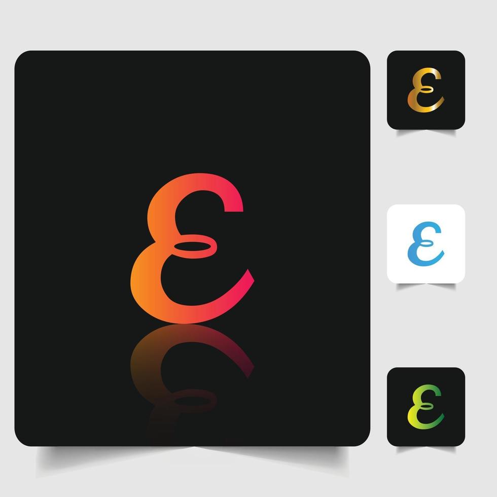E letter logo professional abstract gradient design vector