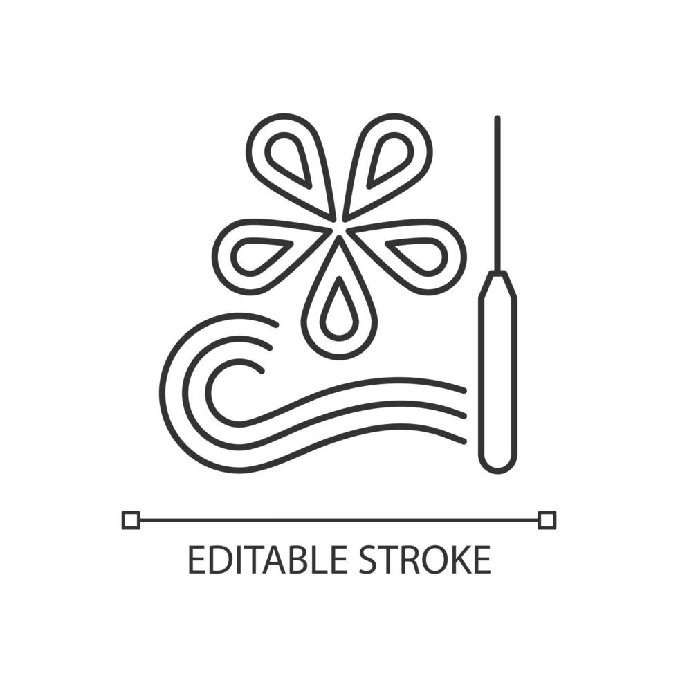 Paper quilling linear icon. Creating decorative designs. Using slotted tool. Paper filigree. Thin line customizable illustration. Contour symbol. Vector isolated outline drawing. Editable stroke