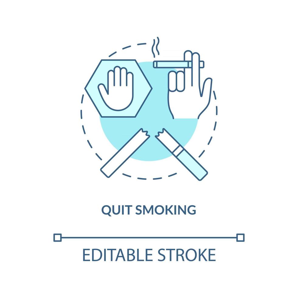 Quit smoking concept icon. Fight with unhealthy habits. Dealing with healh troubles. Organs problems abstract idea thin line illustration. Vector isolated outline color drawing. Editable stroke