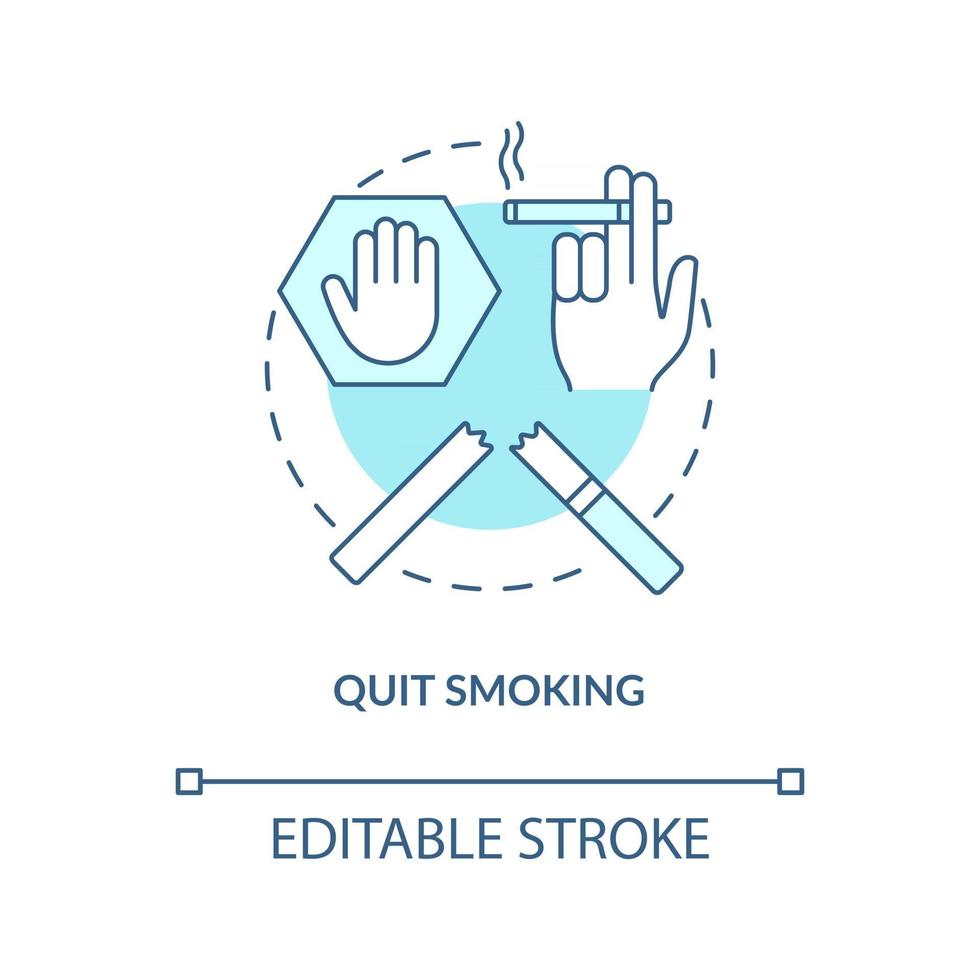 Quit smoking concept icon. Fight with unhealthy habits. Dealing with healh troubles. Organs problems abstract idea thin line illustration. Vector isolated outline color drawing. Editable stroke