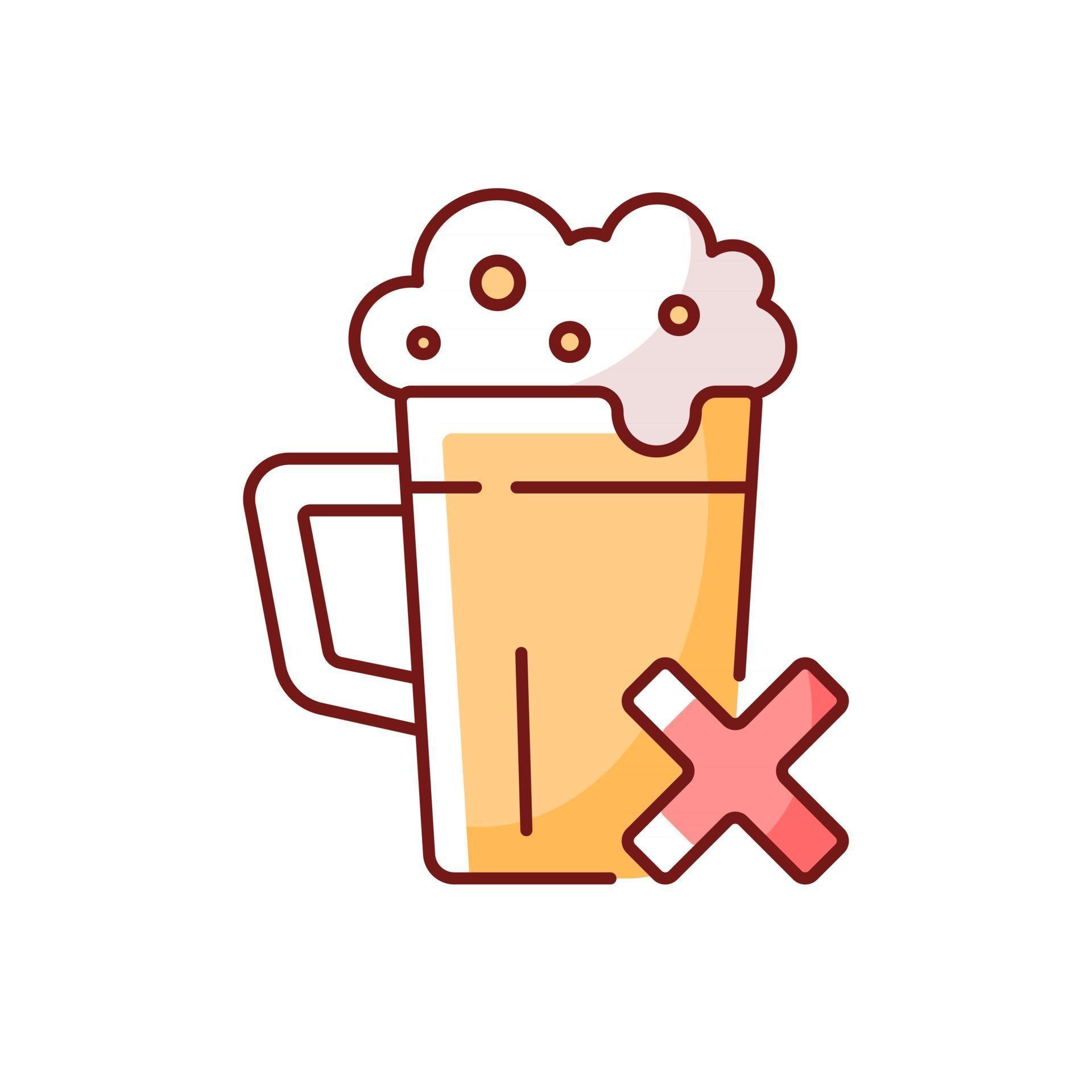 Evite el icono de color rgb de alcohol. restricción dietética para