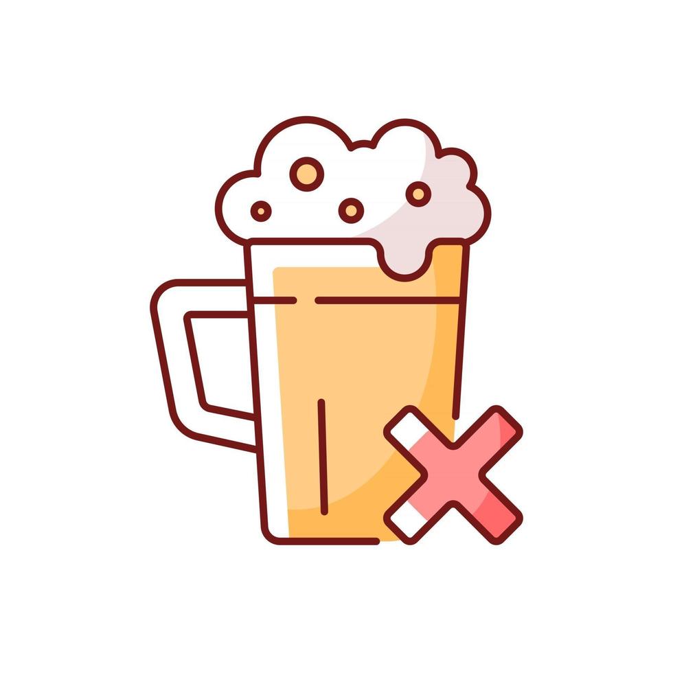 Evite el icono de color rgb de alcohol. restricción dietética para bebidas  alcohólicas. dejar de beber, prevención del alcoholismo. ilustración  vectorial aislada. problema de adicción simple dibujo de líneas llenas  2869646 Vector