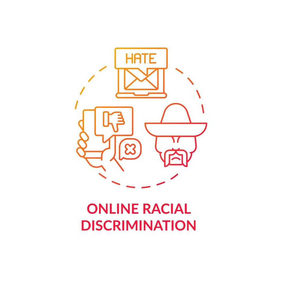 Online racial discrimination concept icon. Racism in social situation abstract idea thin line illustration. Bad race-related experiences in cyberspace. Vector isolated outline color drawing