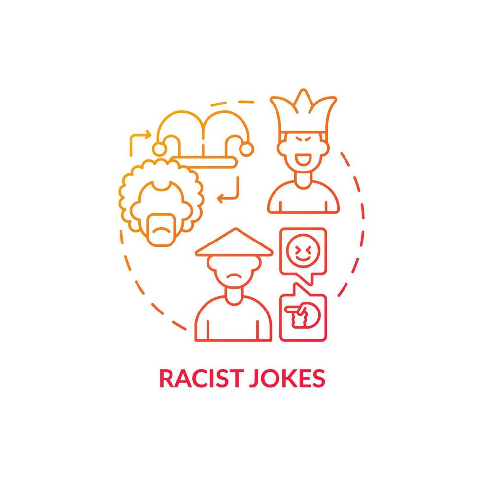 Racist jokes concept icon. Racism in social situation abstract idea thin line illustration. Offensive environment. Using ethnic terms in racist humor. Vector isolated outline color drawing