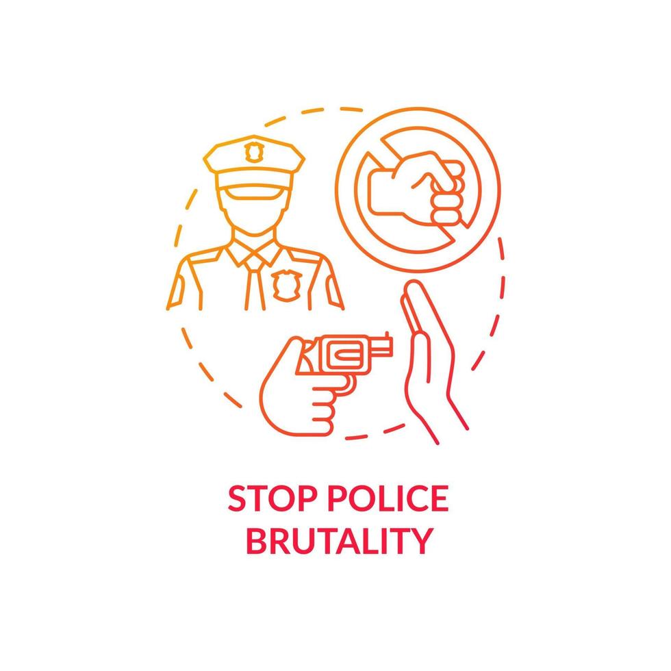 Stop police brutality concept icon. Fight racism abstract idea thin line illustration. Excessive force prevention. Police-reform initiative. Tracking complaints. Vector isolated outline color drawing