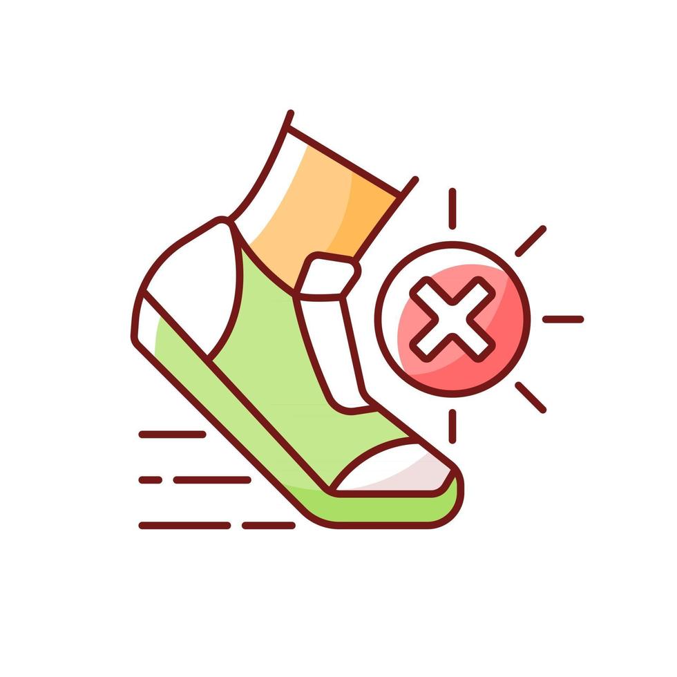 No sports in sun heat RGB color icon. Safety for athlete. Caution during running. Avoid exercise to prevent heatstroke during summer. Isolated vector illustration. Sunstroke simple filled line drawing