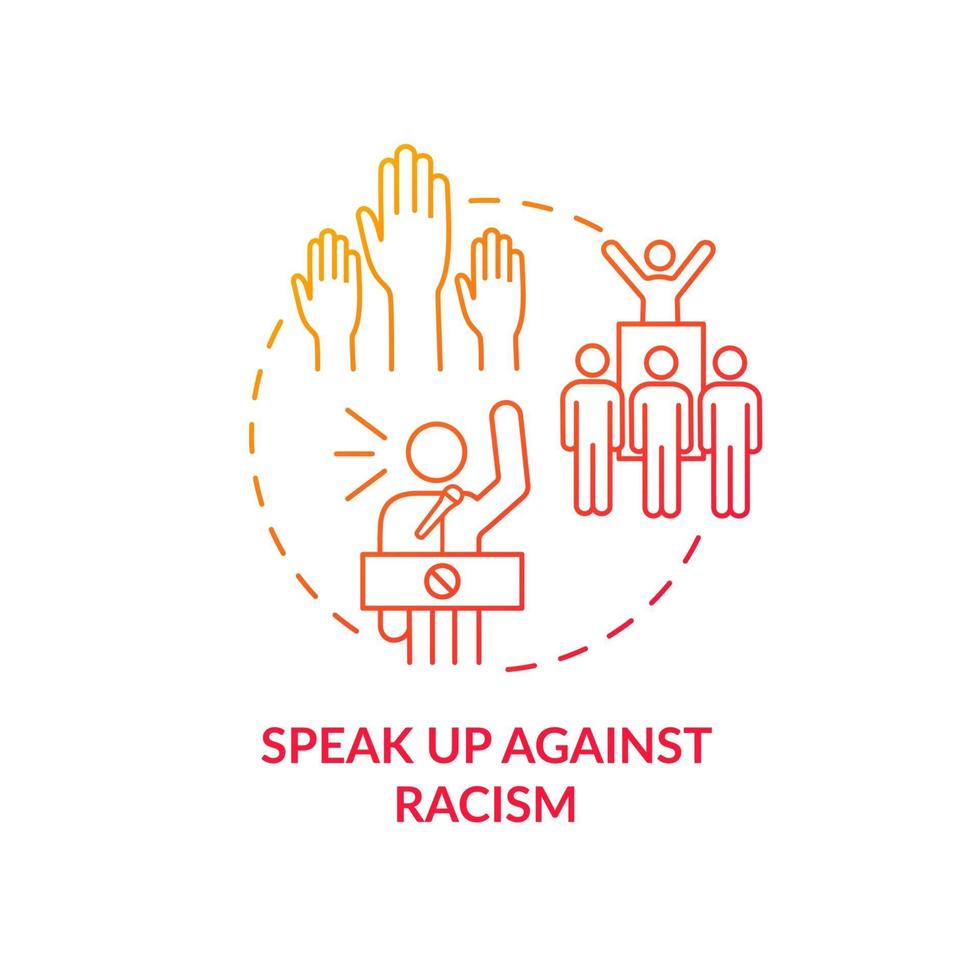 Speak up against racism concept icon. Fighting racial discrimination abstract idea thin line illustration. Human rights promotion. Anti-racism actions. Vector isolated outline color drawing