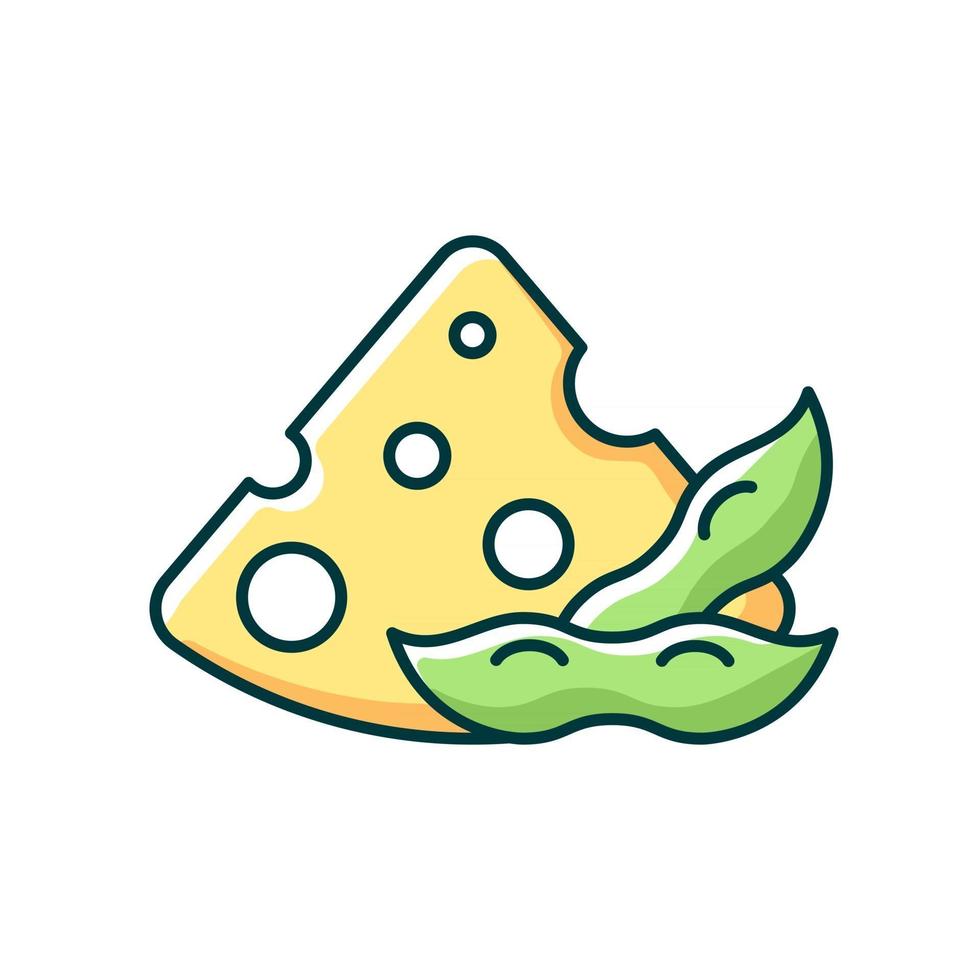 icono de color rgb de queso de soja. ilustración vectorial aislada. tipos de queso natural. producto saludable elaborado a base de soja. ingredientes de comidas orgánicas. estilo de vida vegetariano simple dibujo de líneas llenas vector