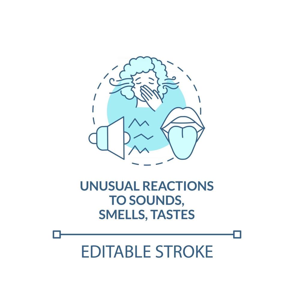 Sensory sensitivity concept icon. Autism symptom abstract idea thin line illustration. Oversensitivity to noise, crowds, temperature. Vector isolated outline color drawing. Editable stroke