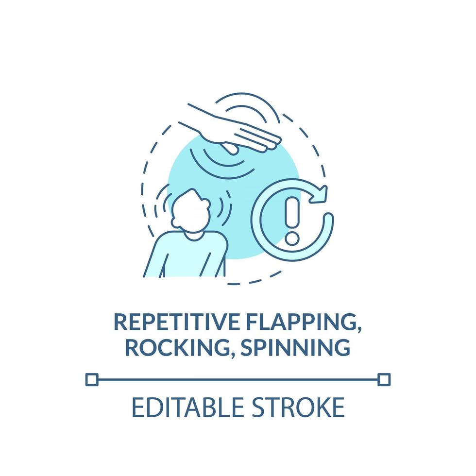 Repetitive flapping, rocking, spinning concept icon. Autism symptom abstract idea thin line illustration. Self-stimulatory behavior. Vector isolated outline color drawing. Editable stroke