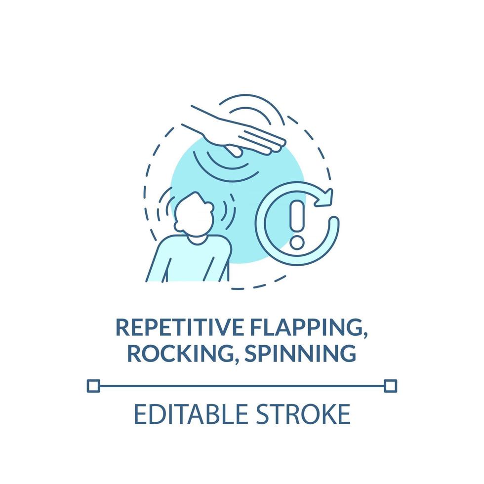 Repetitive flapping, rocking, spinning concept icon. Autism symptom abstract idea thin line illustration. Self-stimulatory behavior. Vector isolated outline color drawing. Editable stroke