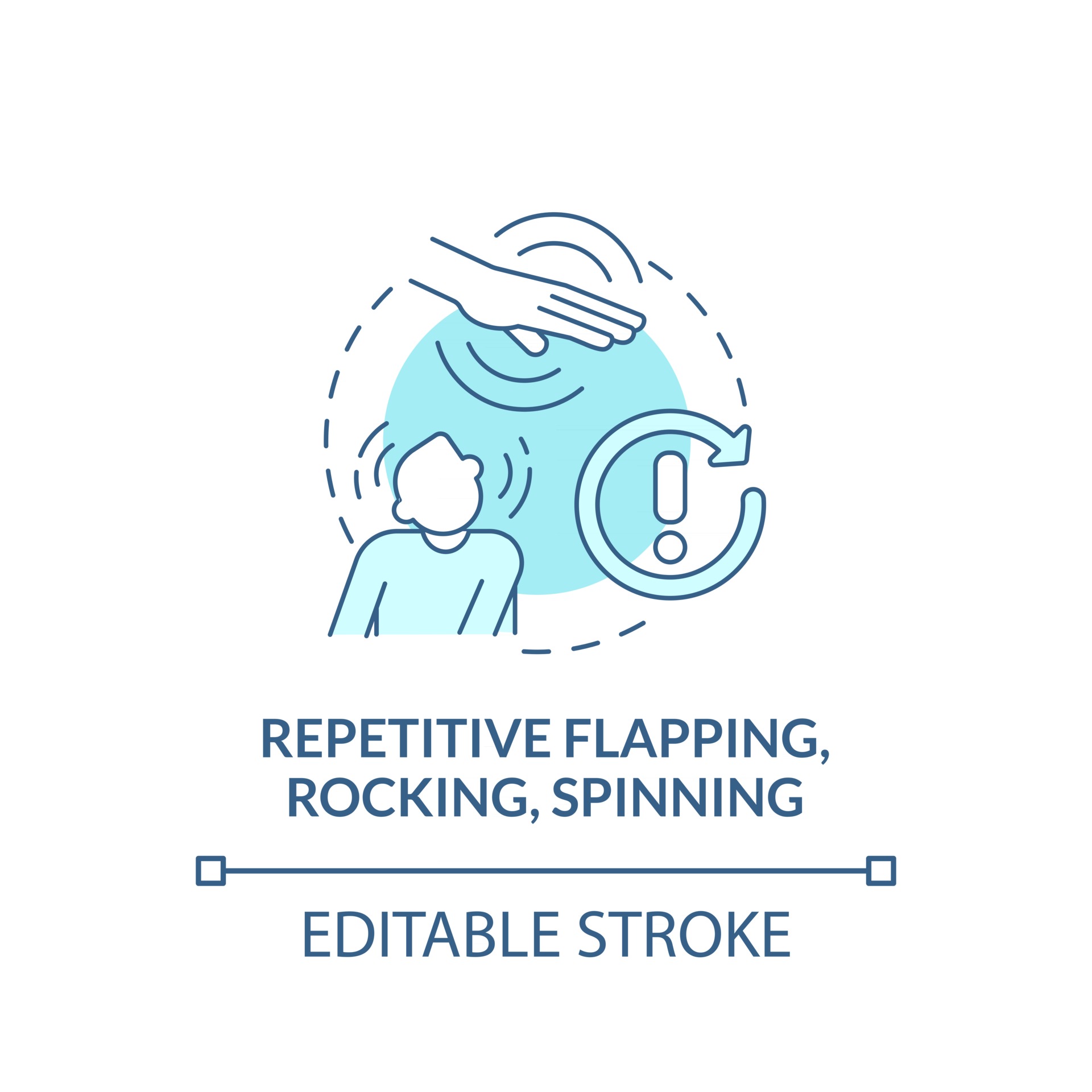 Repetitive flapping, rocking, spinning concept icon. Autism symptom