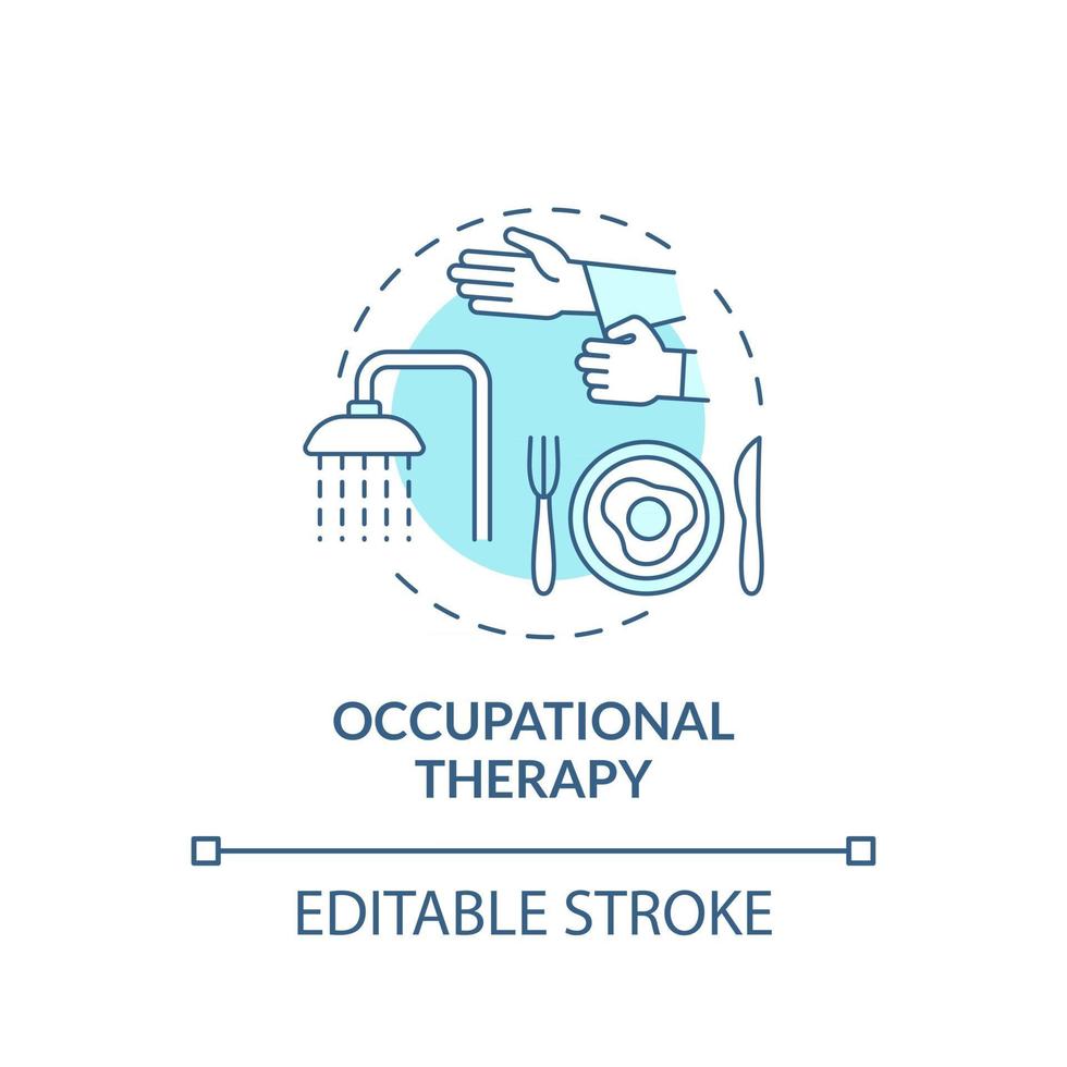 Occupational therapy concept icon. Autistic behavior treatment abstract idea thin line illustration. Help with interaction and communication. Vector isolated outline color drawing. Editable stroke