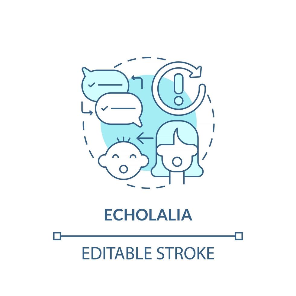 Echolalia concept icon. Autism sign abstract idea thin line illustration. Repetitive speech. Precise sounds repetition. Developmental delays. Vector isolated outline color drawing. Editable stroke