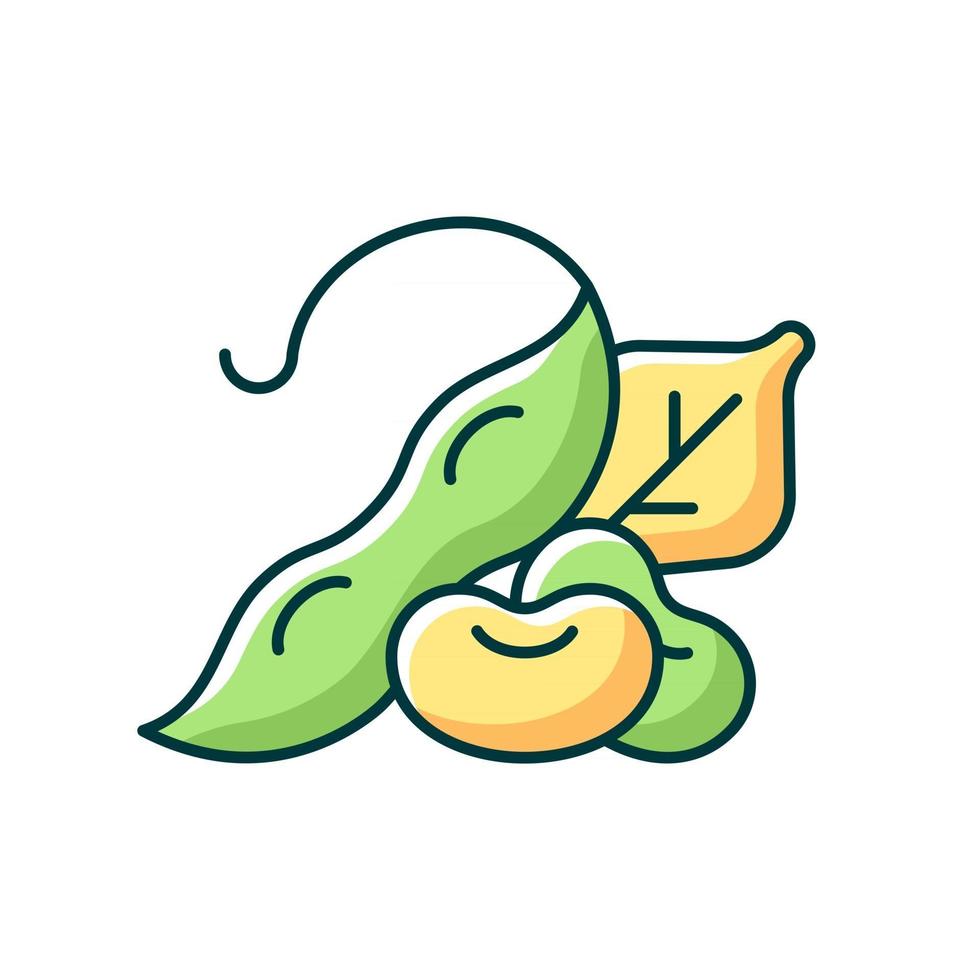 Edamame RGB color icon. Isolated vector illustration. Natural vegetables. Versatile food crops. Healthy vegetarian snacks. Plant based meals. Nutrition source simple filled line drawing