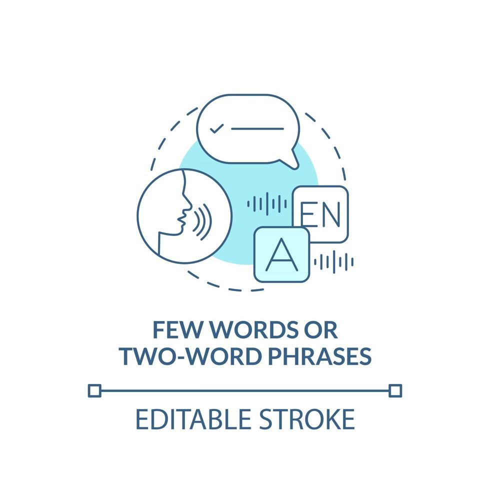 Few words and two-word phrases concept icon. Autism sign abstract idea thin line illustration. Verbal difficulties. Poor spoken language skills. Vector isolated outline color drawing. Editable stroke