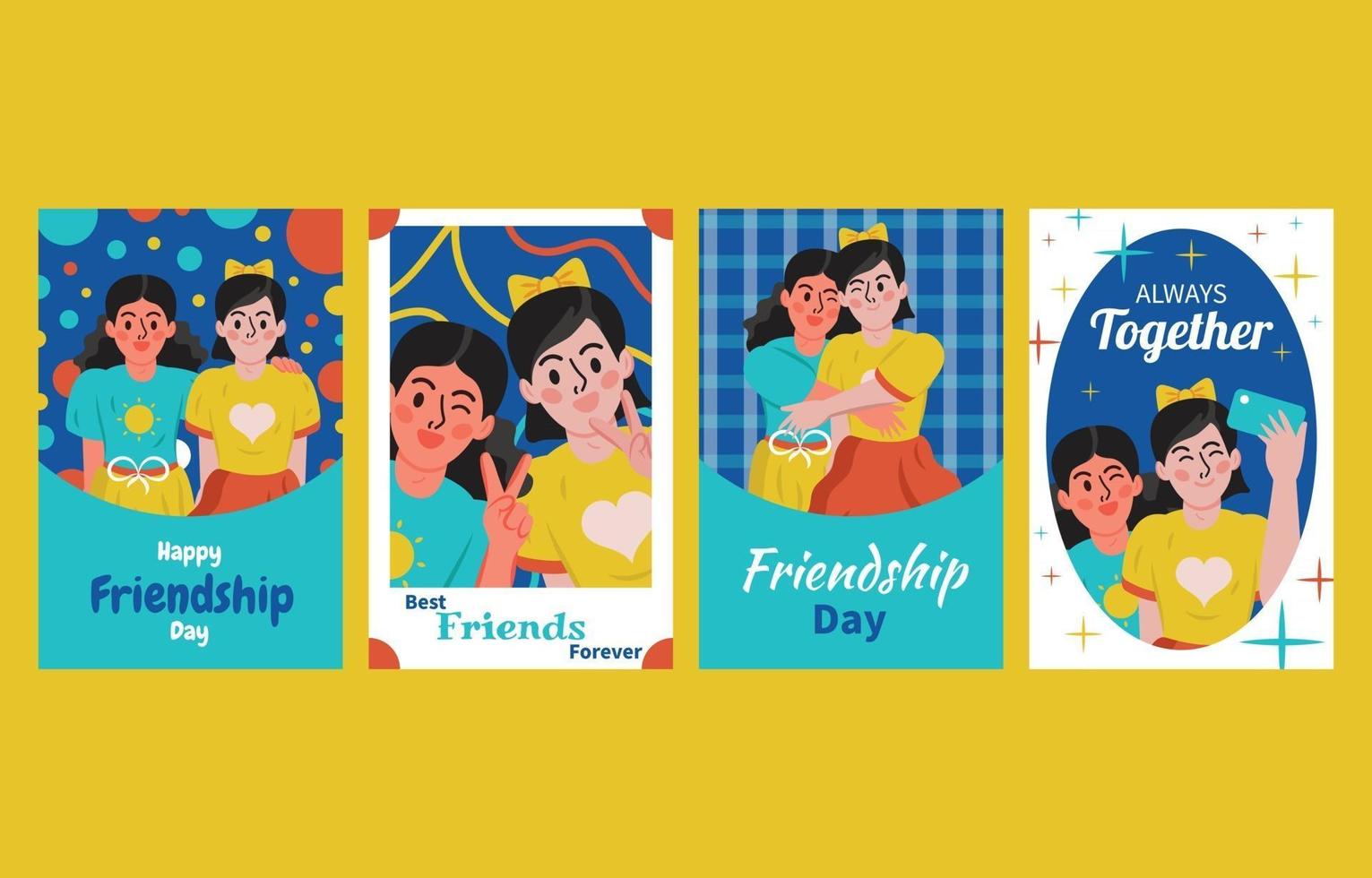 Happy Friendship Day Card Template Set vector