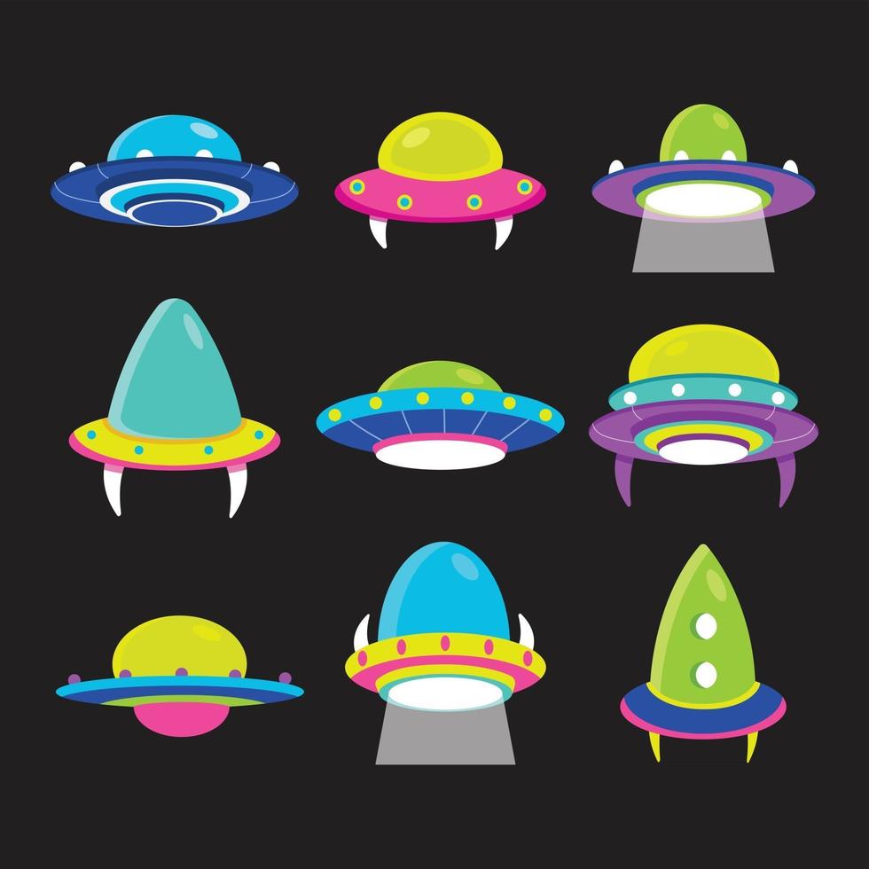 UFO Spaceship Icon Template Set vector