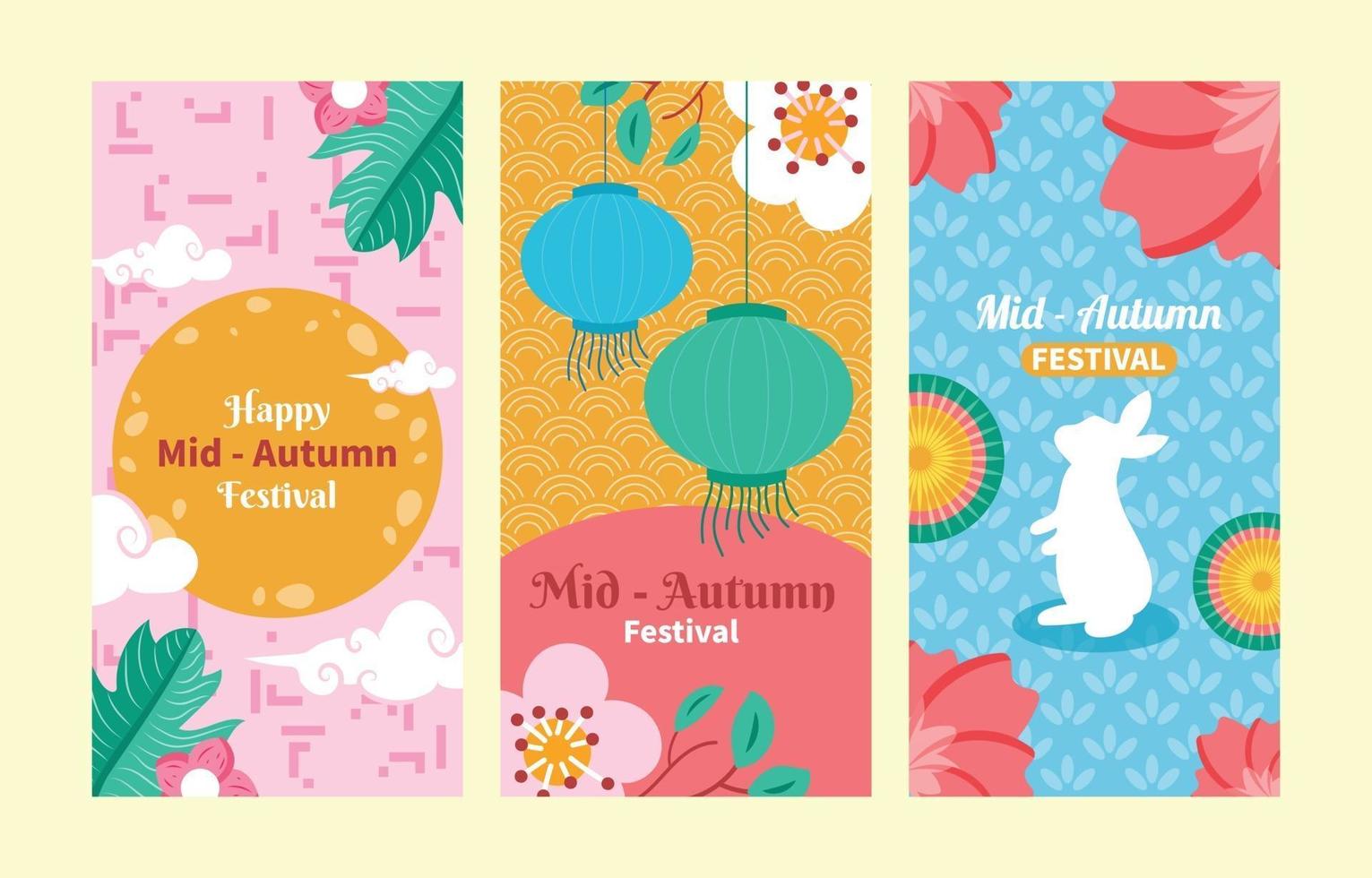 conjunto de banners del festival del medio otoño vector