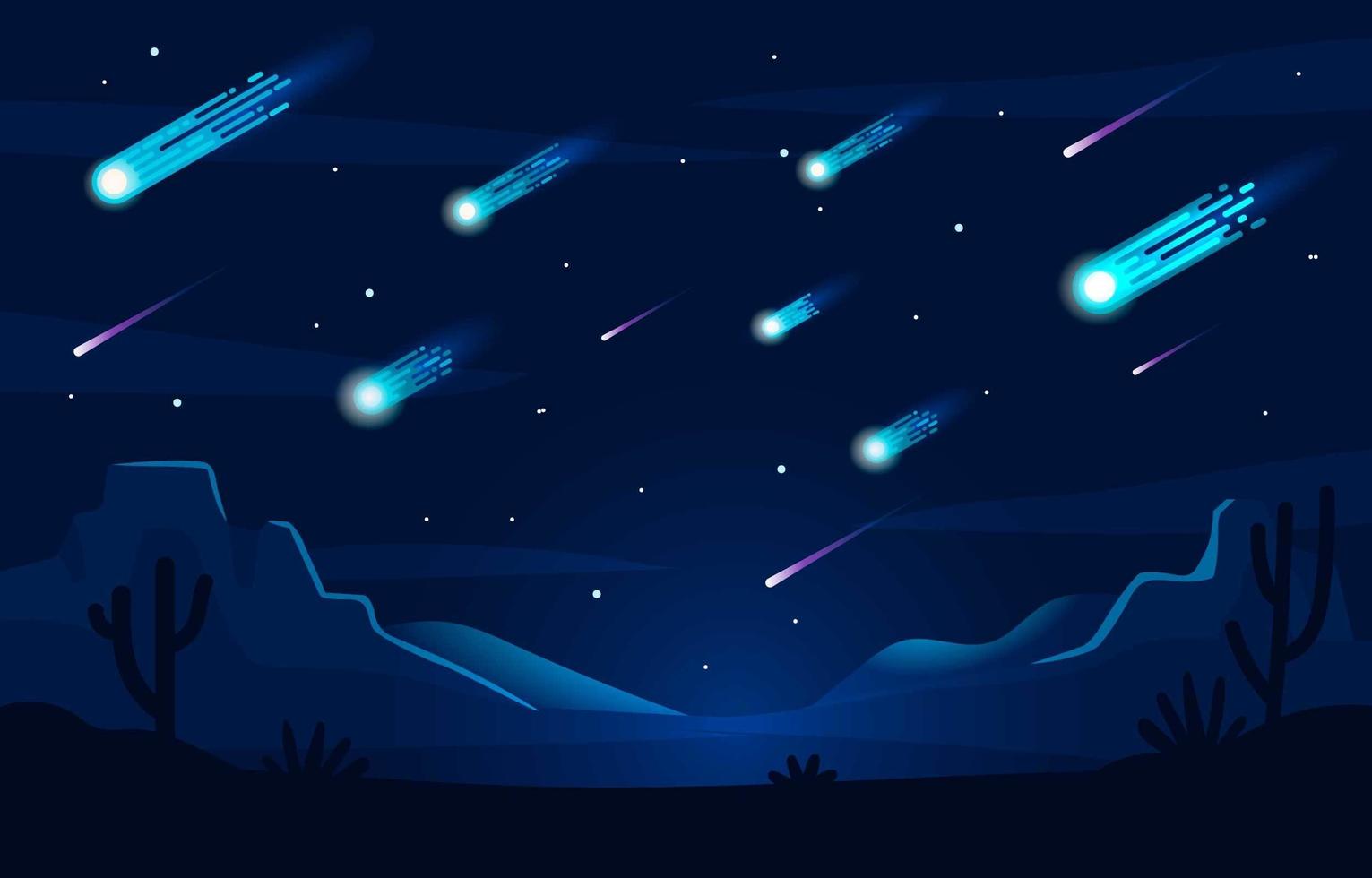 Meteor Shower at Desert vector