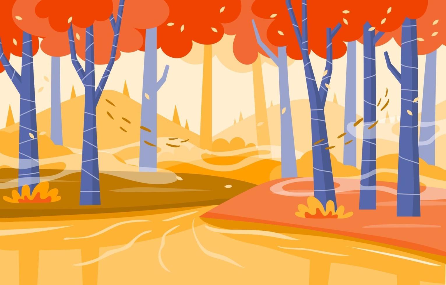 Fall on River Scenery vector