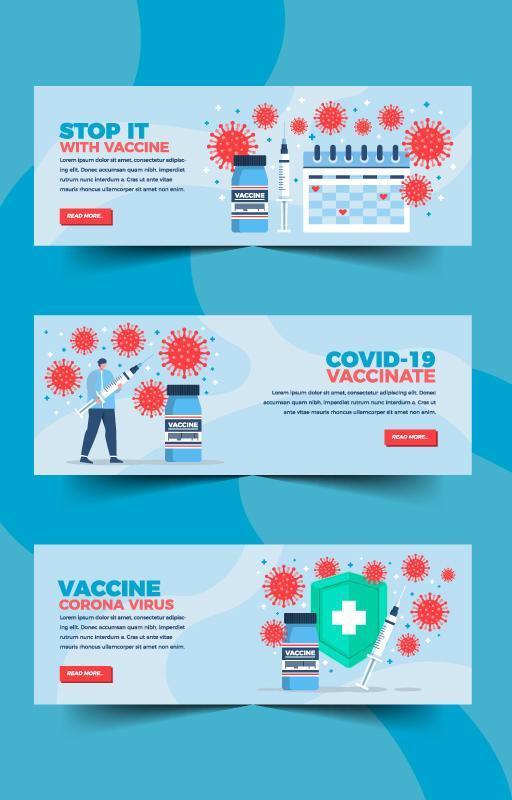 banner plano minimalista de vacuna covid 19 vector