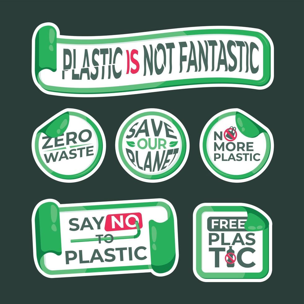 No Plastic Sticker Label Collection vector