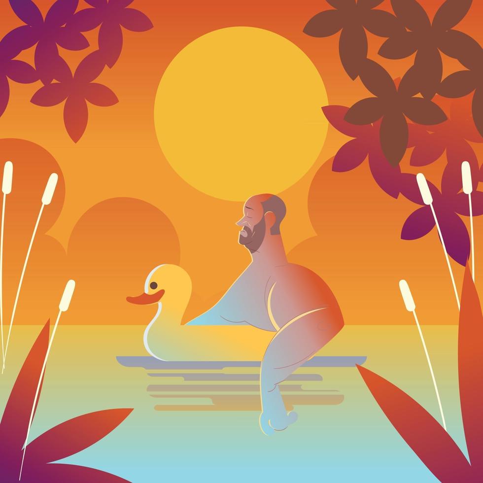 Swimming With a Duck Buoy vector