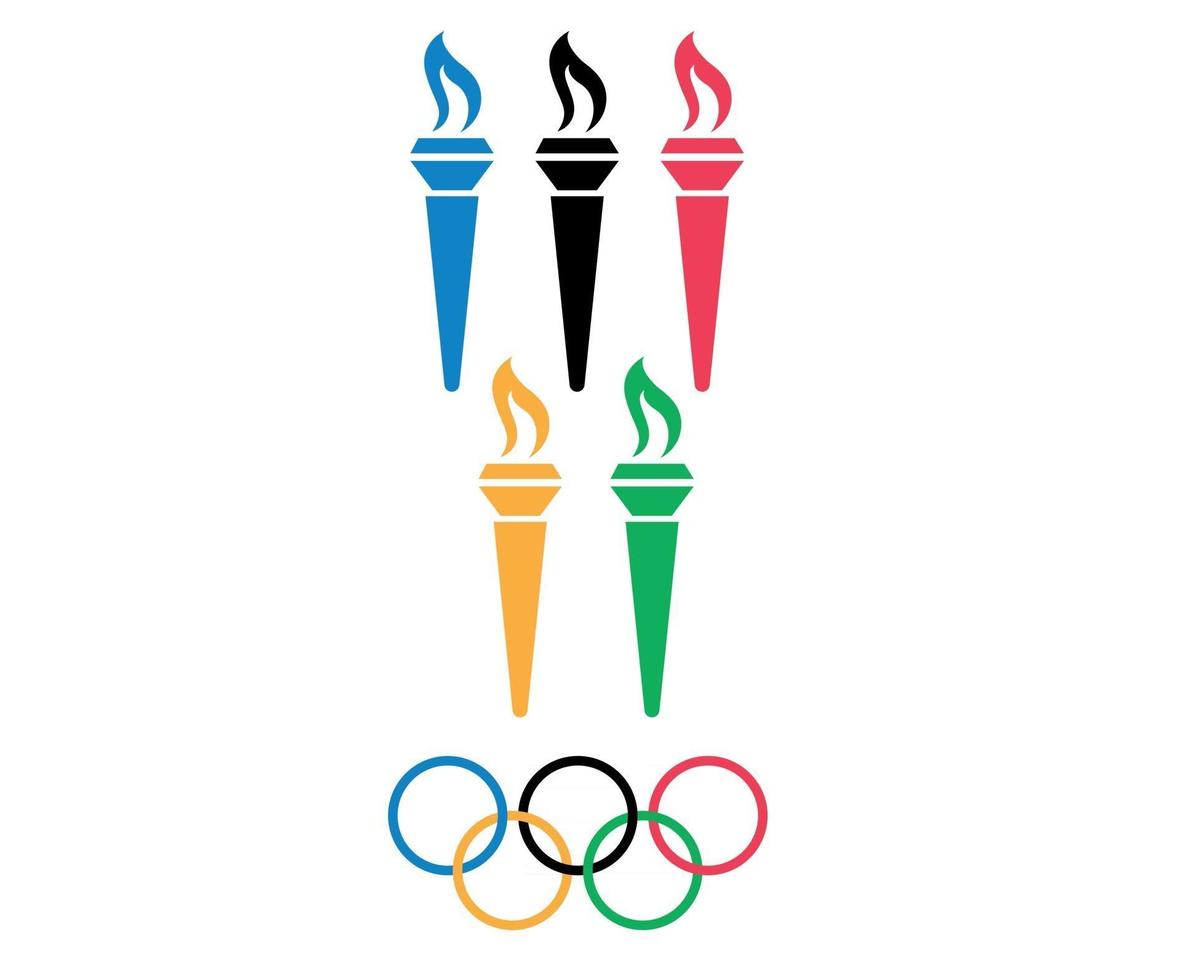 antorcha olímpica con símbolo oficial juegos olímpicos tokio 2020 japón abstracto vector diseño ilustración logo signo icono
