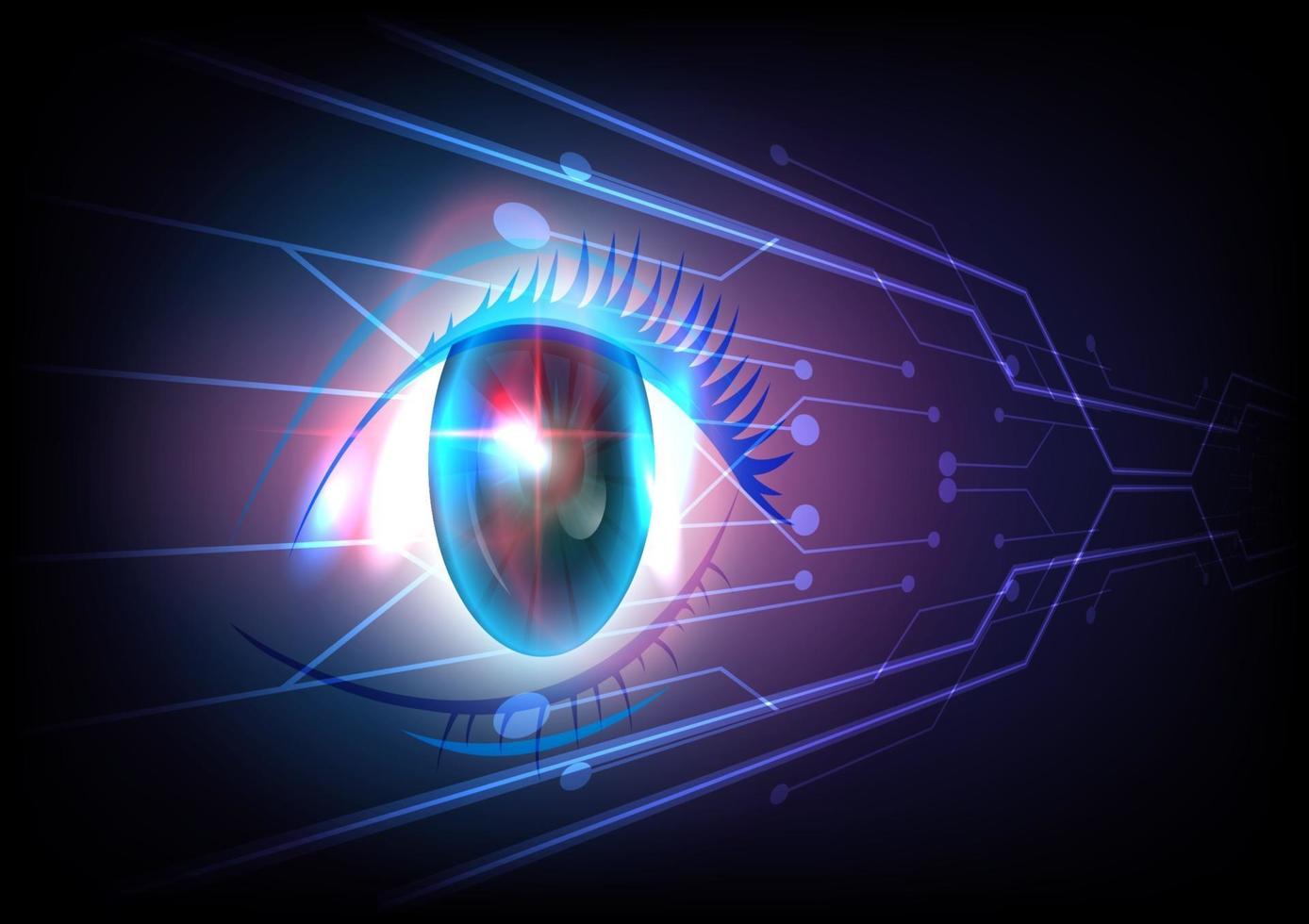 Security and safety concept. Perspective glowing Eye of technology futuristic digital background vector