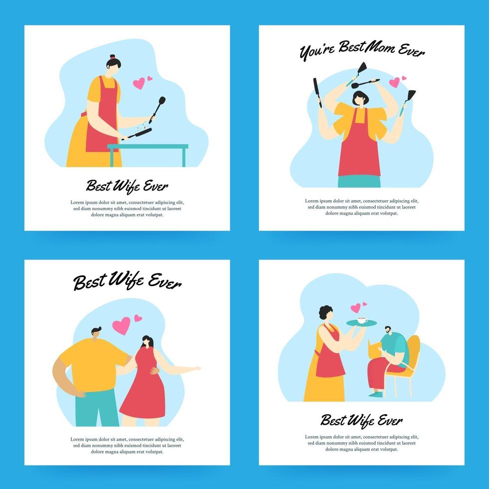 Wife Greeting Card Collection vector