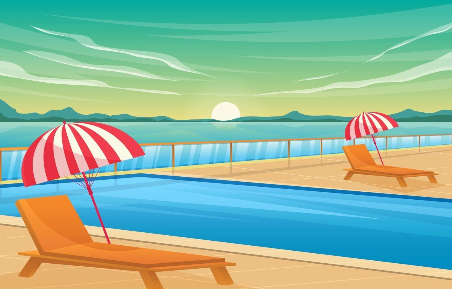 Scenery Swimming Pool Background vector