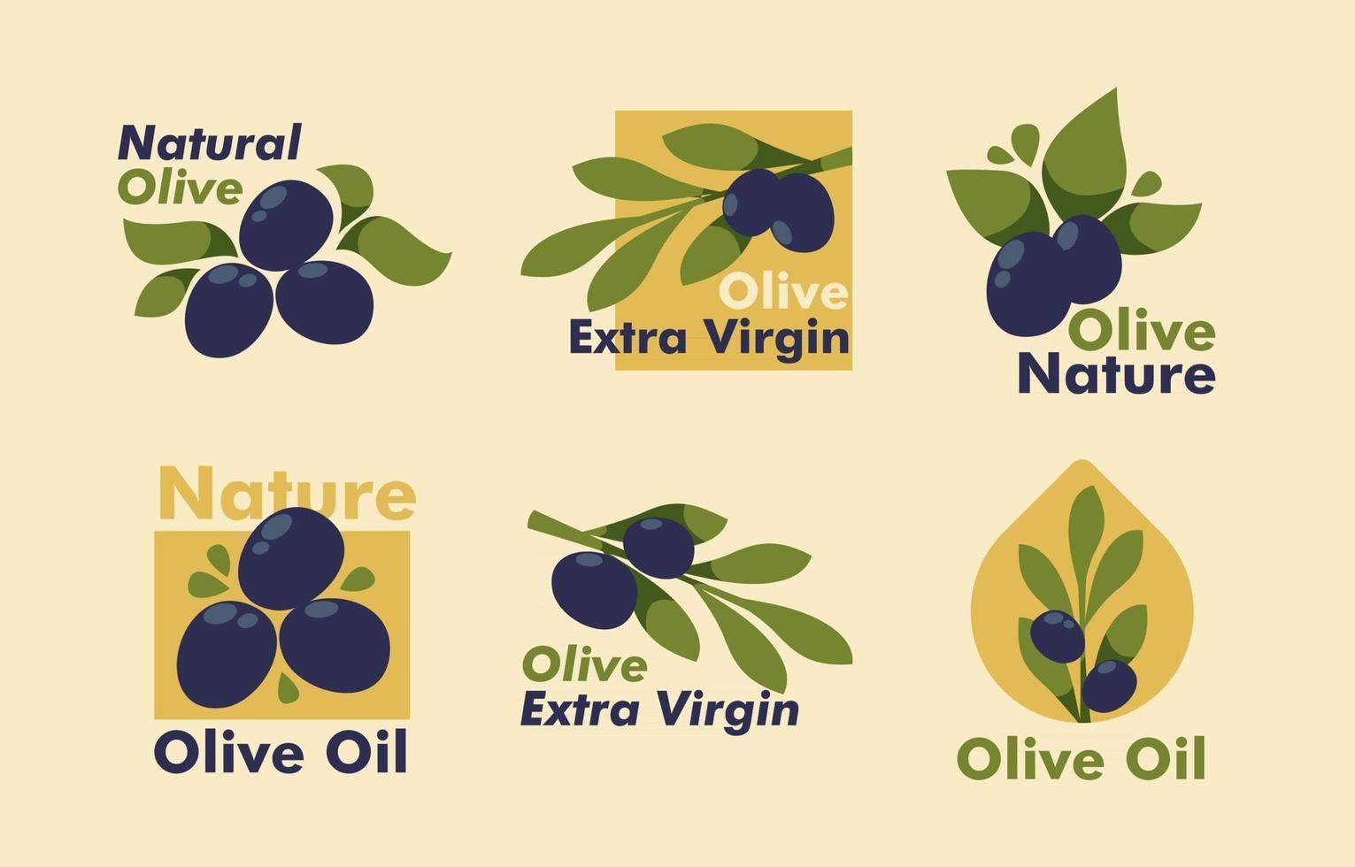 Collection of Olive Branch Tree Label vector